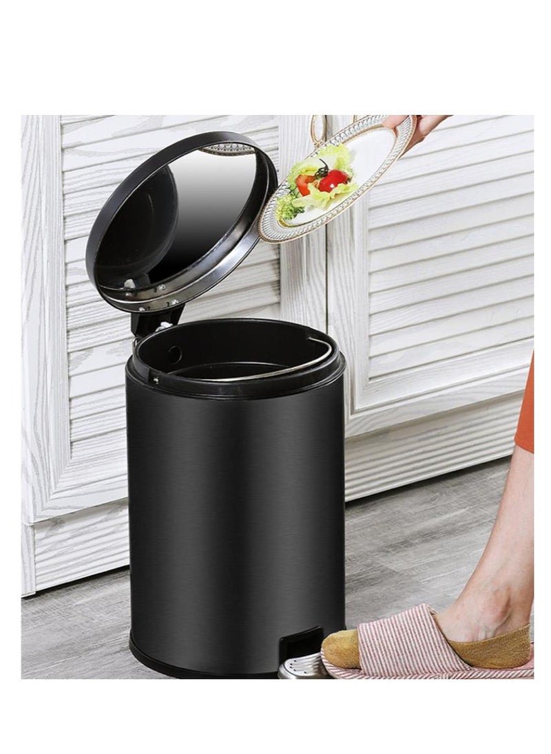 Golden - 8 Liter Stainless Steel Pedal Trash Bin with a Polished Finish and Removable Internal Bucket - Image 1