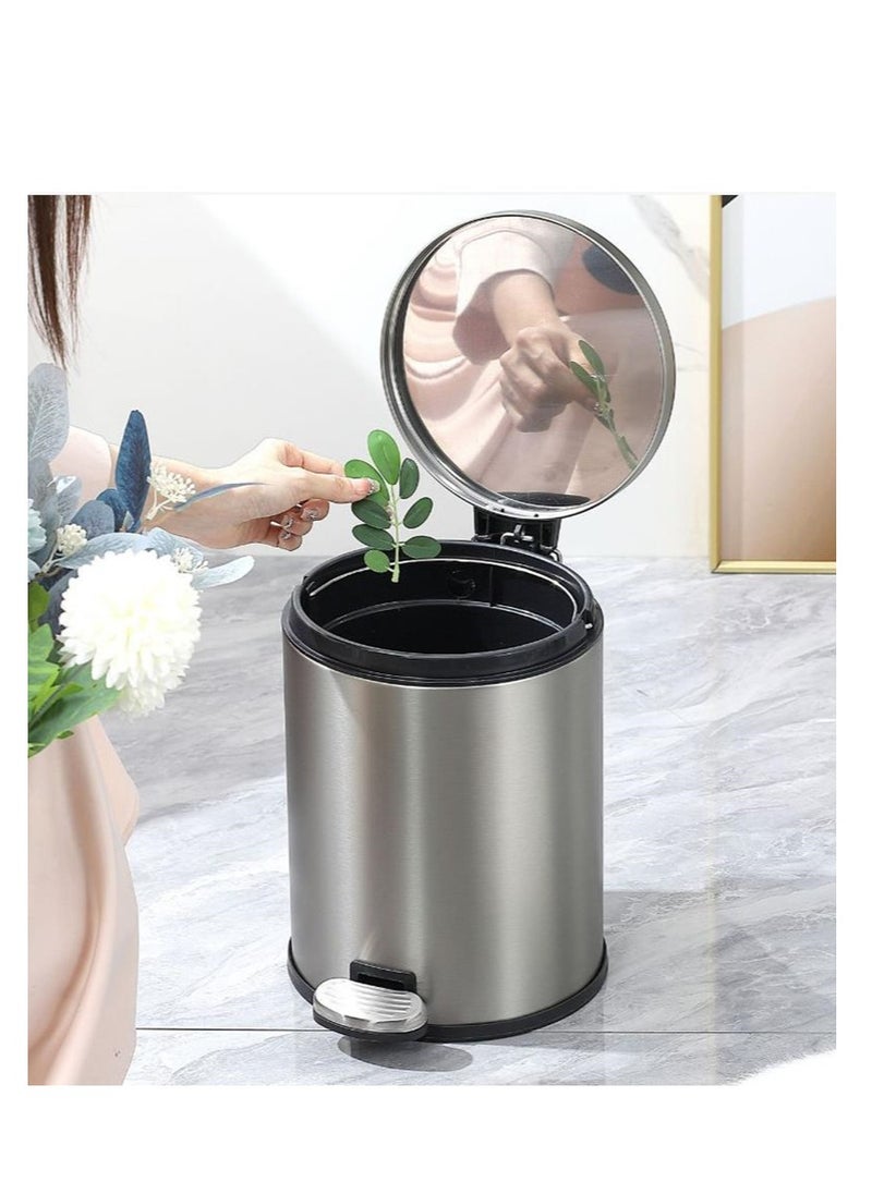 Golden - 8 Liter Stainless Steel Pedal Trash Bin with a Polished Finish and Removable Internal Bucket - Image 1