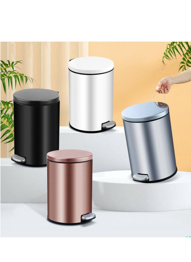 Golden - 8 Liter Stainless Steel Pedal Trash Bin with a Polished Finish and Removable Internal Bucket - Image 1