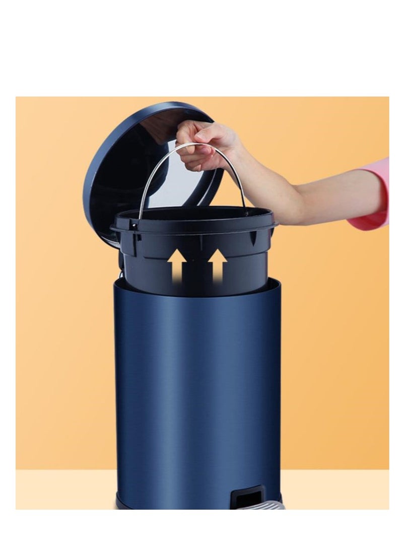 Golden - 8 Liter Stainless Steel Pedal Trash Bin with a Polished Finish and Removable Internal Bucket - Image 1