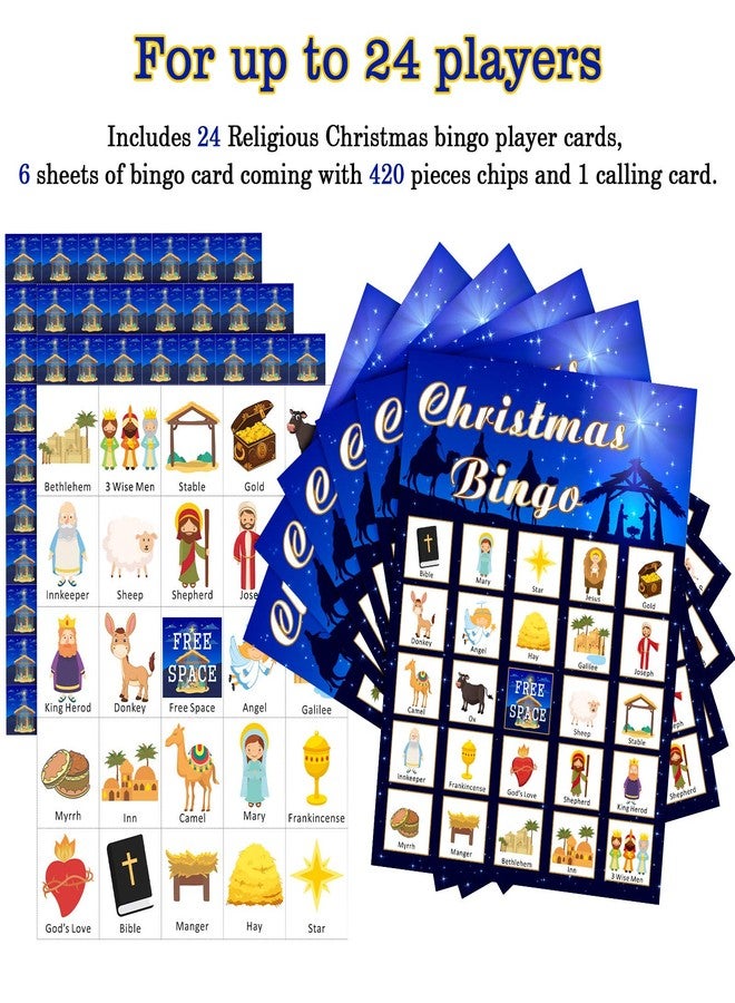 Skylety Religious Christmas Bingo Game for Christmas Nativity Bingo Cards Religious Party Game Xmas Party Decorations Supplies 24 Players - Image 2