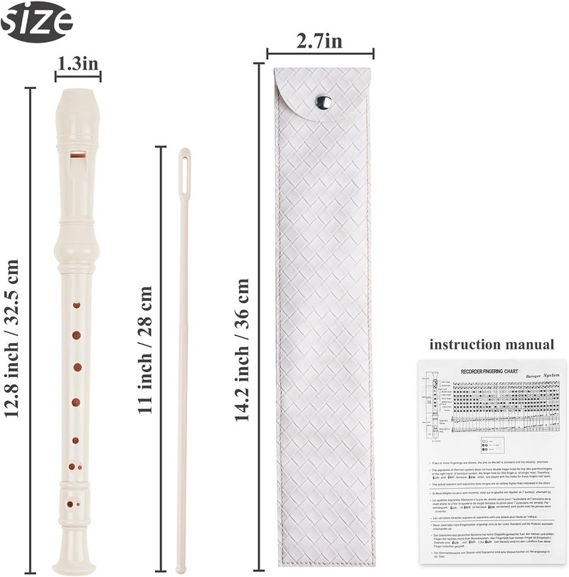 Jasenna Recorder Instrument for Beginner Adults,8-Hole Soprano Descant Recorder Music Flute with with Cleaning Rod & Leather Case For Home Entertainment(2-Woven White) - Image 2