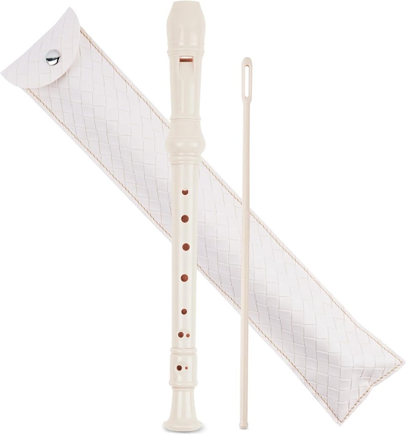Jasenna Recorder Instrument for Beginner Adults,8-Hole Soprano Descant Recorder Music Flute with with Cleaning Rod & Leather Case For Home Entertainment(2-Woven White) - Image 1