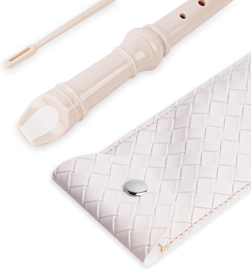 Jasenna Recorder Instrument for Beginner Adults,8-Hole Soprano Descant Recorder Music Flute with with Cleaning Rod & Leather Case For Home Entertainment(2-Woven White) - Image 5