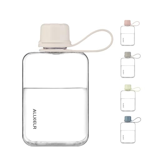 ALLKELR Portable Flat Water Bottle,BPA Free Reusable Tritan Plastic Travel Water Bottle Cup,Lightweight Leakproof Slim Water Bottle Fits Purse,Backpacking, Hiking (White, 8 oz) - Image 3