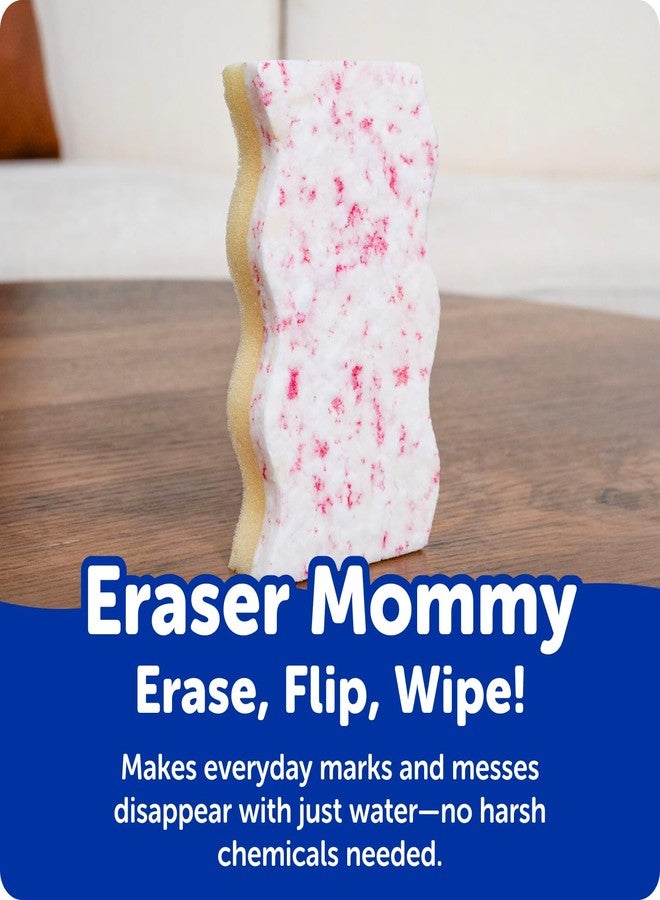Scrub Daddy Eraser Mommy Sponges 45x - Water-Activated Cleaning Sponge with FlexTexture Scrubbing Gems - 3-in-1 Erase, Scrub, Wipe Tool for Walls, Doors, Baseboards, Hard Surfaces (6 Count - Image 2