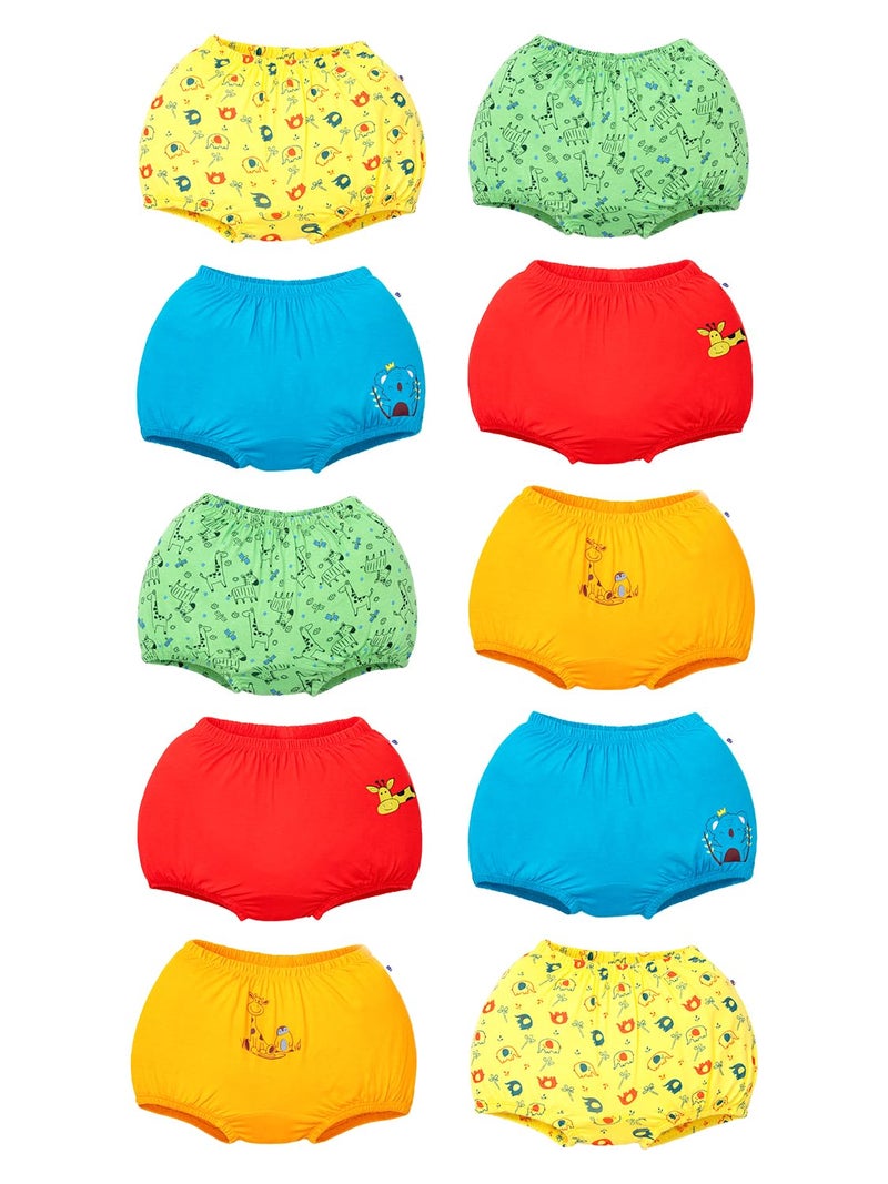 superbottoms Basic™ Bloomer for Kids| Unisex, 100% Pure Cotton Innerwear | Breathable & Soft Kids Underwear | Baby Bloomers for 2y – 3y | Wonder Wild I Pack of 10 - Image 1