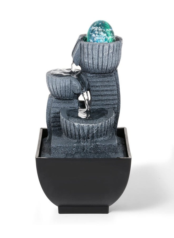 داينا-ليفينج نافورة مياه داينا-ليفينج المكتبية، نافورة استرخاء داخلية، نافورة شلال فنغ شوي مع إضاءة لتزيين المنزل وغرفة المعيشة والمكتب - Image 1