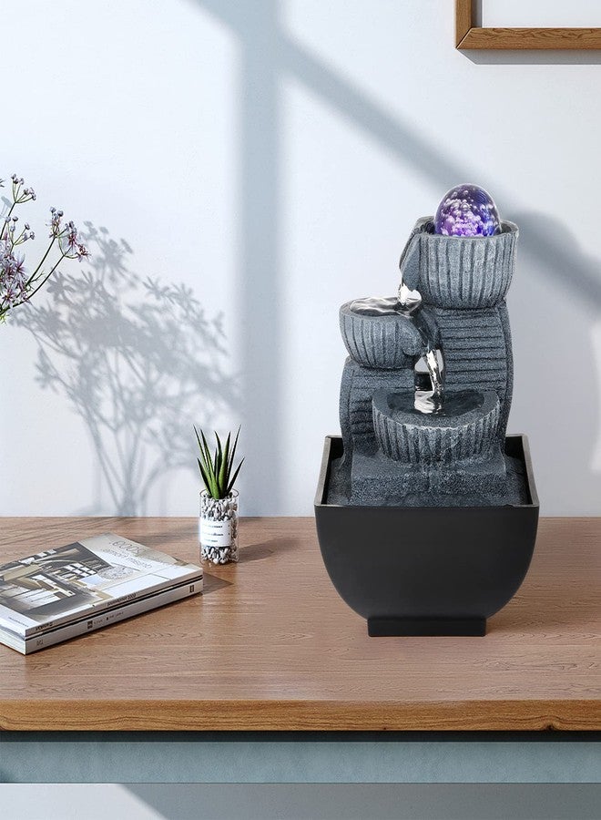 داينا-ليفينج نافورة مياه داينا-ليفينج المكتبية، نافورة استرخاء داخلية، نافورة شلال فنغ شوي مع إضاءة لتزيين المنزل وغرفة المعيشة والمكتب - Image 4