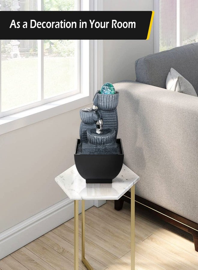 داينا-ليفينج نافورة مياه داينا-ليفينج المكتبية، نافورة استرخاء داخلية، نافورة شلال فنغ شوي مع إضاءة لتزيين المنزل وغرفة المعيشة والمكتب - Image 3