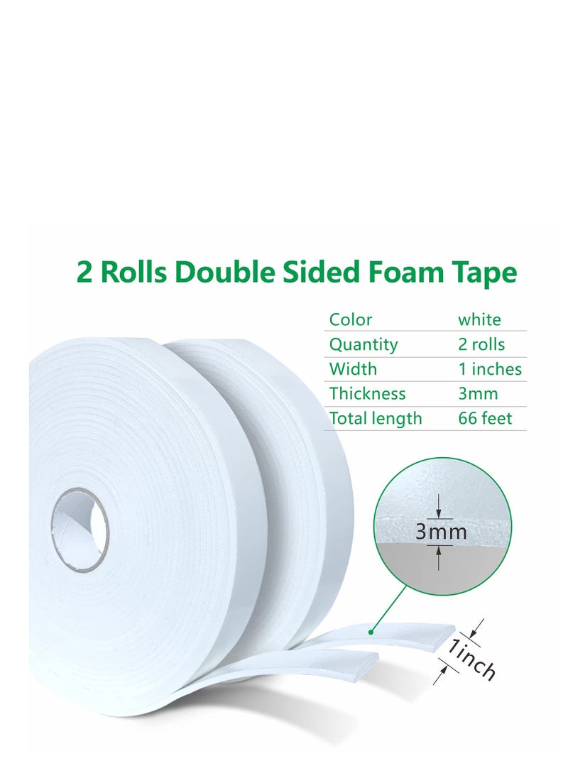 SYOSI 2 Pcs Double Sided Foam Tape Outdoor and Indoor Heavy Duty Strong Weatherproof Adhesive Tape Used for Interior Decoration, Wall Installation, Car Decoration, Craft Making, Handmade(33 FT)  - Image 5