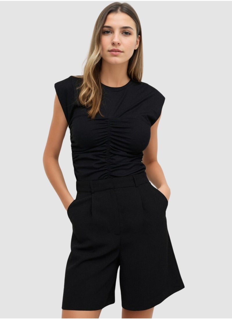 STYCHED - Ruched Fit To Waist Top - Image 1