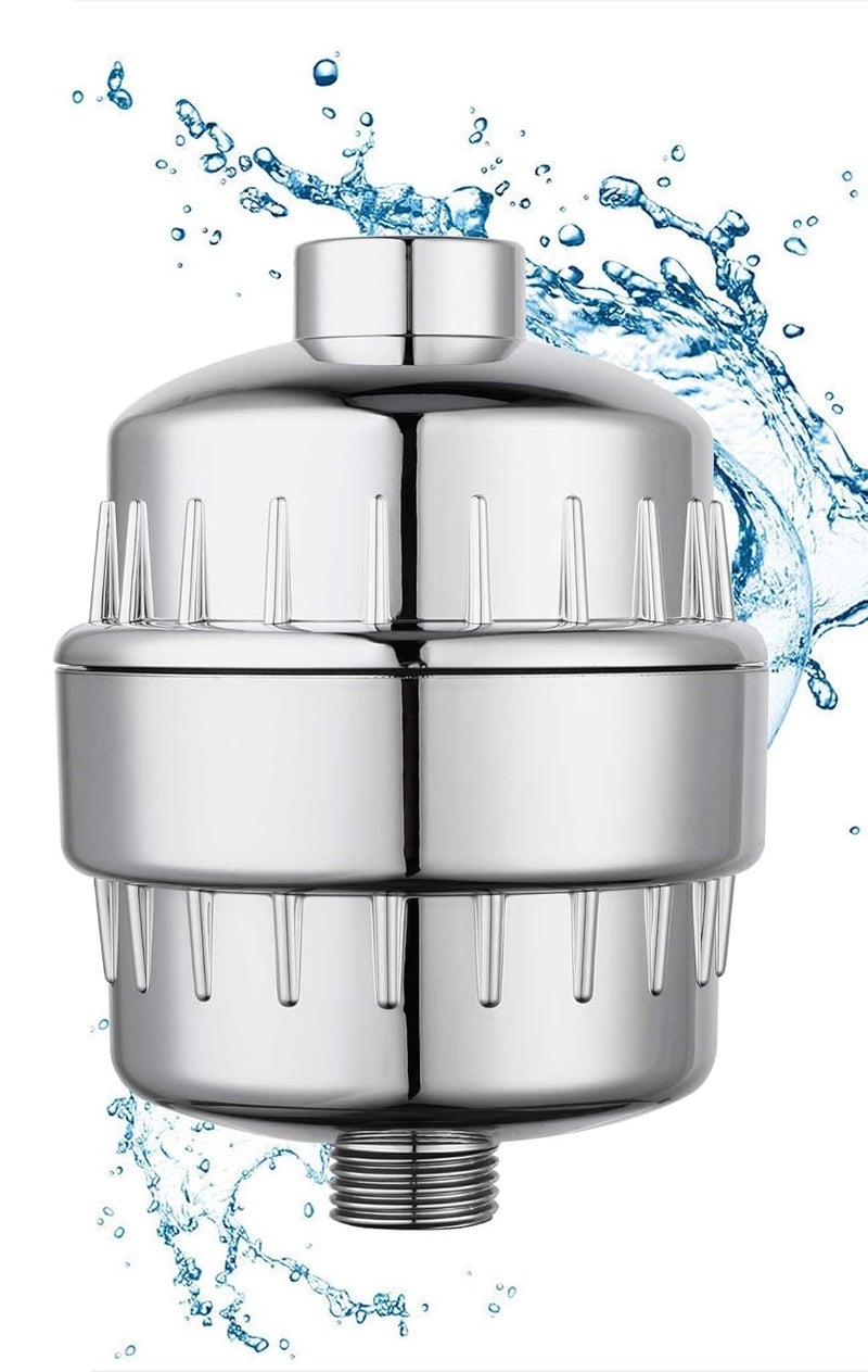Millennium TECHNOLOGY Water Shower Softener Filter For Home Bathroom Shower Water Purifier Hard Water Filter With 20Stage Filtration Shower Filter Silver - Image 1