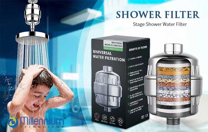 Millennium TECHNOLOGY Water Shower Softener Filter For Home Bathroom Shower Water Purifier Hard Water Filter With 20Stage Filtration Shower Filter Silver - Image 5