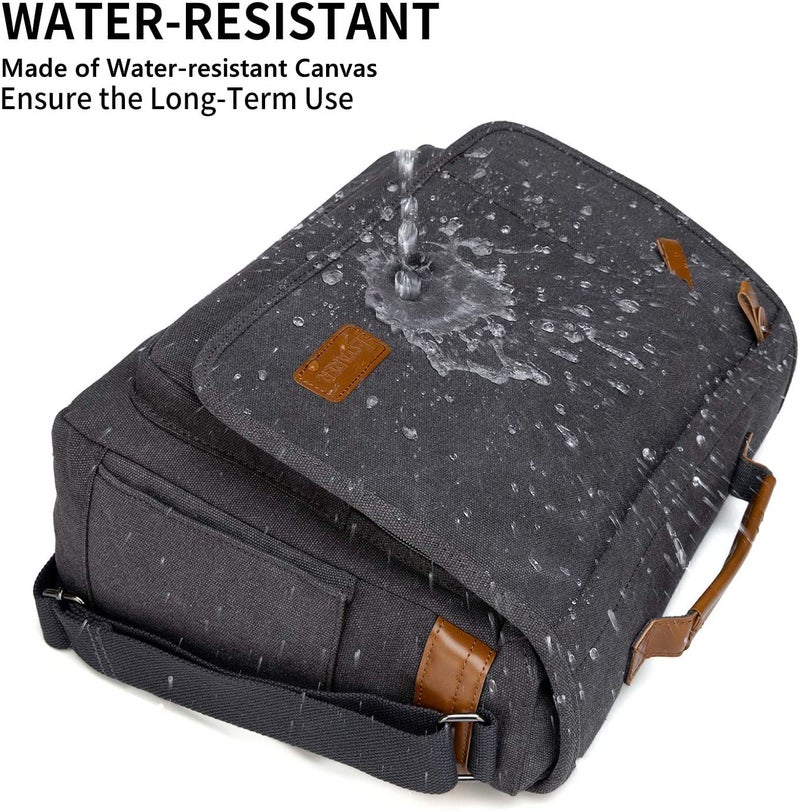ESTARER Computer Messenger Bag 15-15.6 inch, Water-resistant Canvas Work Bag Briefcase, Laptop ShoulderSatchel with Buckles, Grey - Image 4