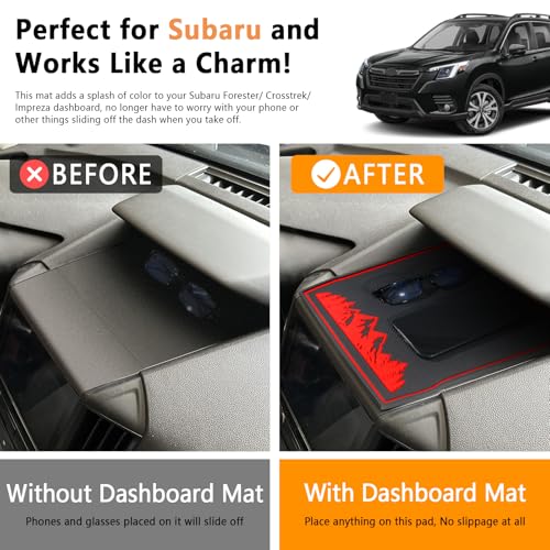 MOCHENT Dashboard Mats for Subaru Crosstrek Accessories 2023-2018, Forester 2019-2024, Impreza 2018-2023, Interior Non-Slip Dash Mat Pad Liner (Red) - Image 4