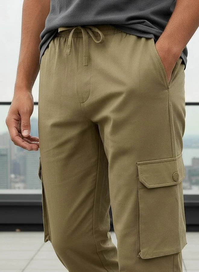 Love Pangolin BEIGE Love Pangolin Men Cargo Joggers with Pockets for Men | Best Price UAE