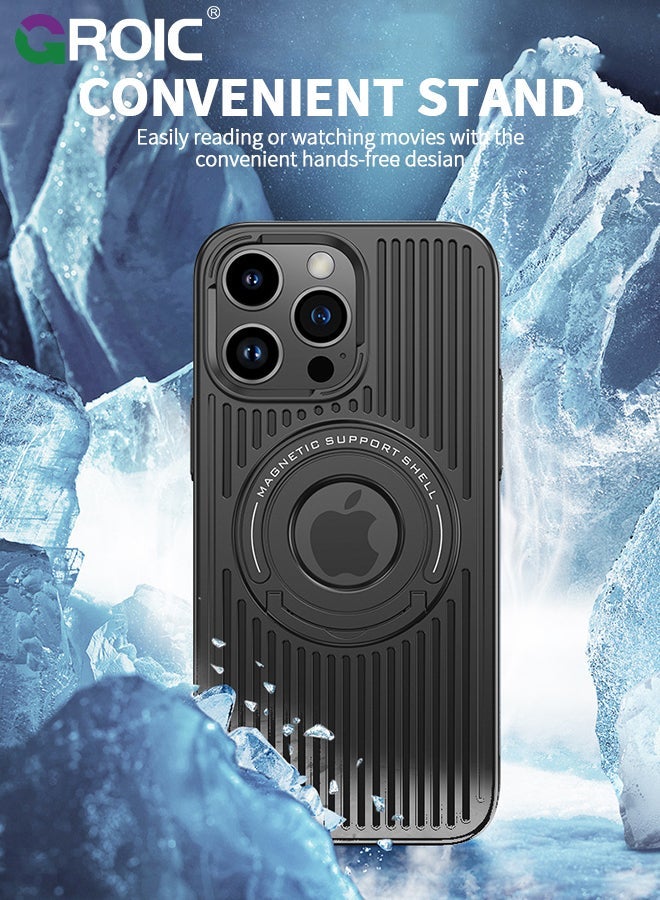 GROIC Kickstand Case for iPhone 15 Pro Max 6.7 Inch with Invisibility Magnetic Ring Holder Kickstand, Stand Shockproof Phone Compatible Magsafe - Image 2
