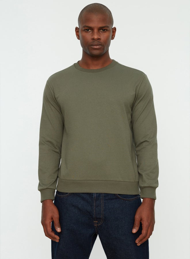 trendyol Khaki Regular/Normal Cut Long Sleeve Unmarked Sweatshirt - Image 1