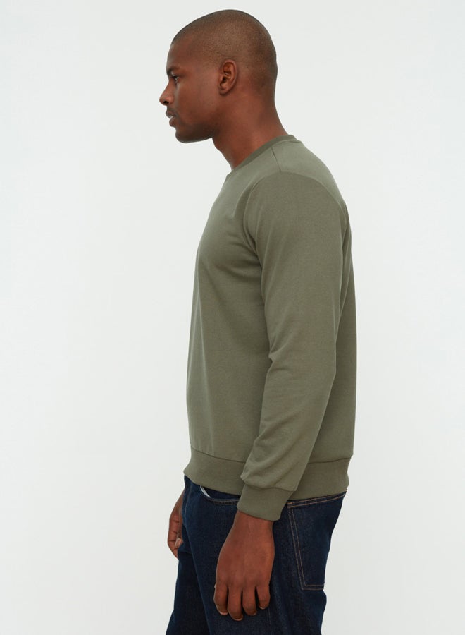 trendyol Khaki Regular/Normal Cut Long Sleeve Unmarked Sweatshirt - Image 2