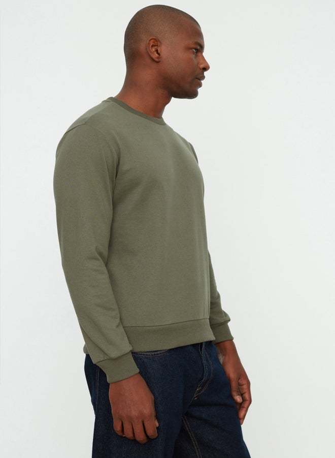 trendyol Khaki Regular/Normal Cut Long Sleeve Unmarked Sweatshirt - Image 3