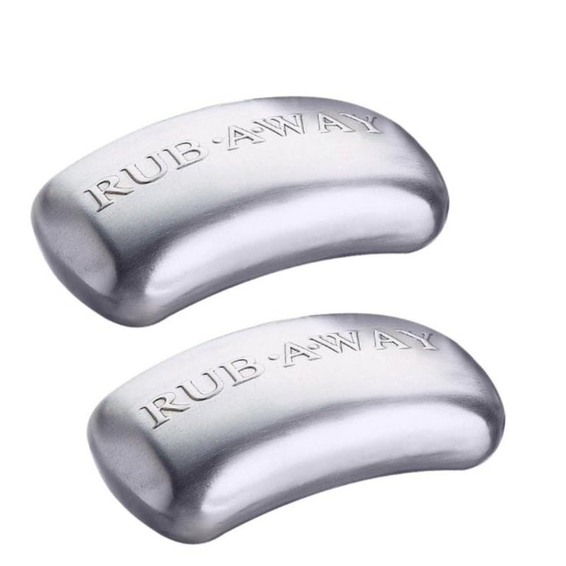 Amco Rub Away Bar, Stainless Steel Odor Absorber (4" x 2.25") - Dishwasher Safe Kitchen & Outdoor Essential for Garlic, Onion, Fishing, Hiking Odors - Natural Odor Remover (Pack of 2) - Image 1