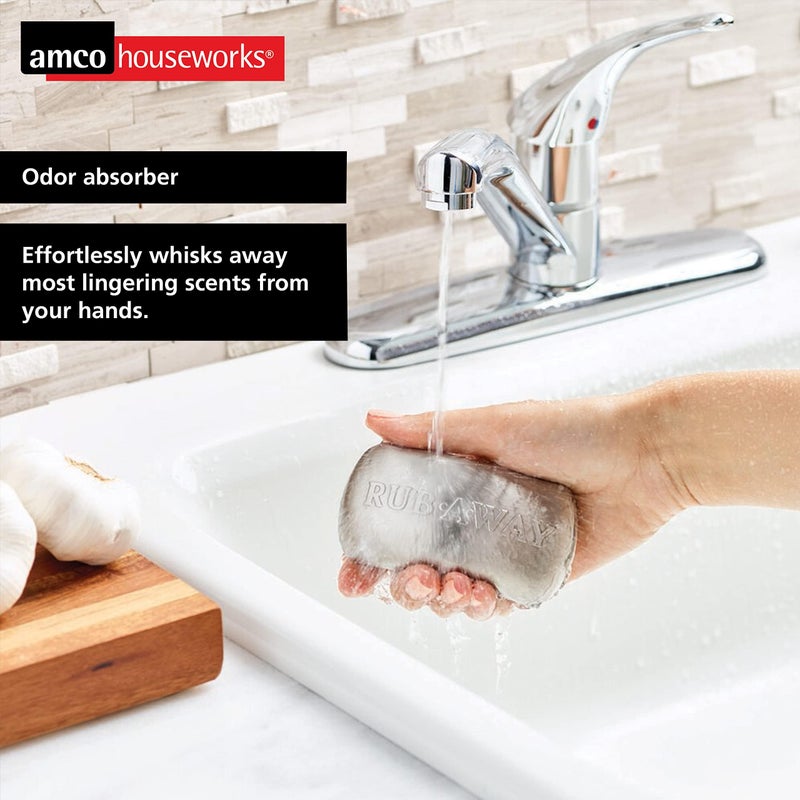 Amco Rub Away Bar, Stainless Steel Odor Absorber (4" x 2.25") - Dishwasher Safe Kitchen & Outdoor Essential for Garlic, Onion, Fishing, Hiking Odors - Natural Odor Remover (Pack of 2) - Image 4