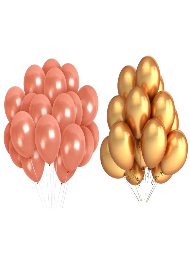 Vail Creations Metallic balloons Rose Gold and Golden (Pack of 50)