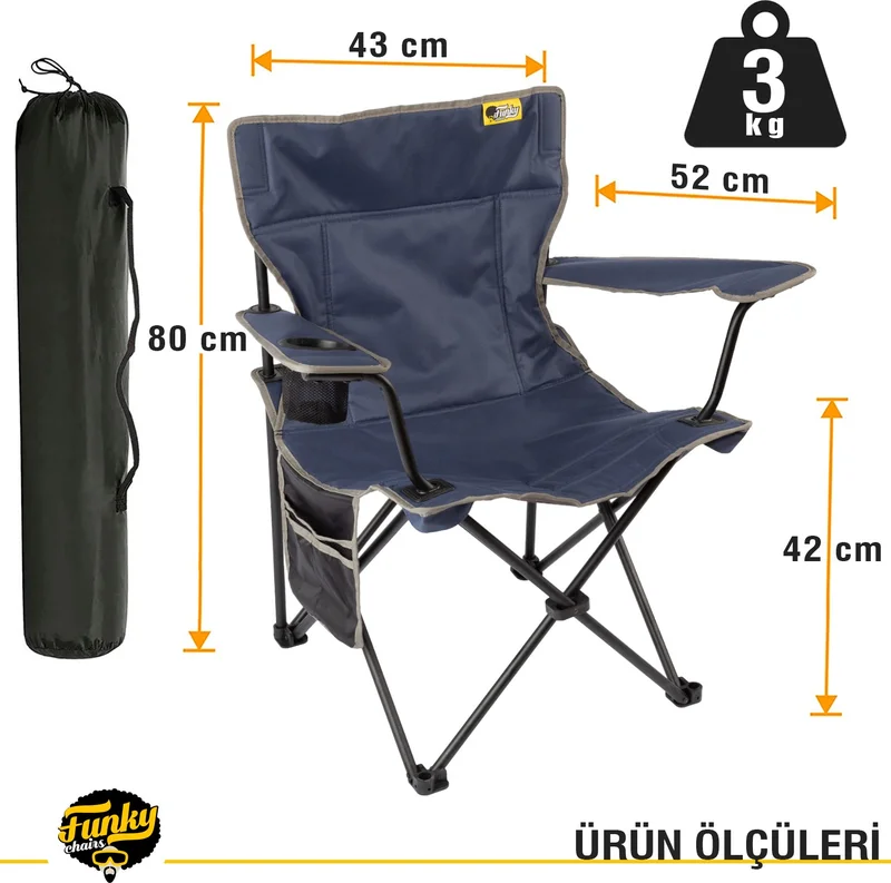 Funky Chairs V2 Navy Blue Luxury Camping Chair