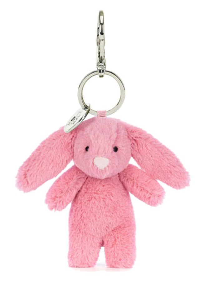 Jellycat Bashful Bunny Pink Bag Charm 9 cm, Mini Plush Bunny Keyring with Clip, Cute Accessory for Bags & Backpacks - Image 1