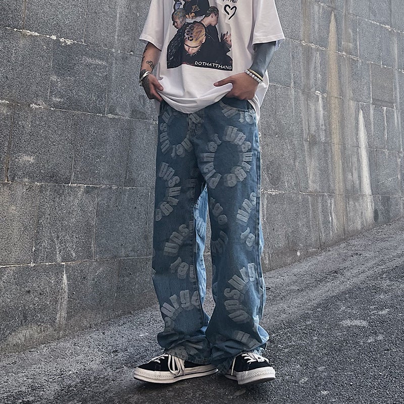 Unisex Classic Denim Jeans Loose Fit Daily Outdoor Wear - Image 1