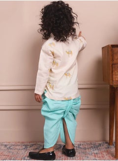 Polka Tots Polka Tots Full Sleeves Camel Embroidery Angrakha Top With Dhoti - Cream (0M - 3M)  - Image 3
