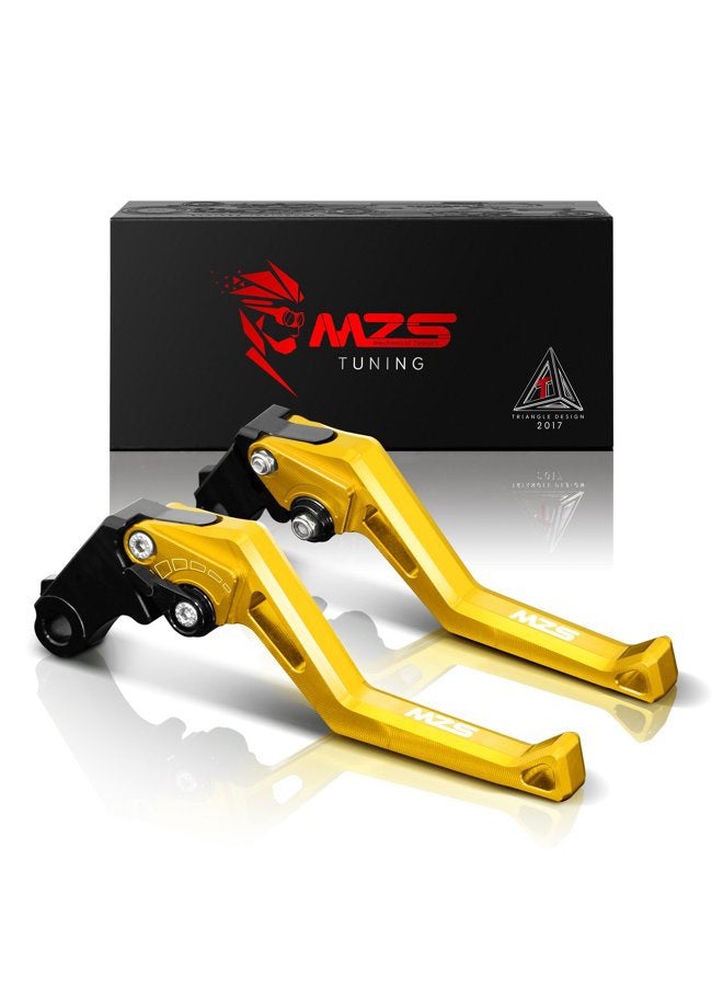 MZS Short Levers CNC Brake Clutch Adjustment Compatible with GROM MSX125 JC61 MLHJC618 2014 2015 2016 2017 2018 2019 Gold - Image 1