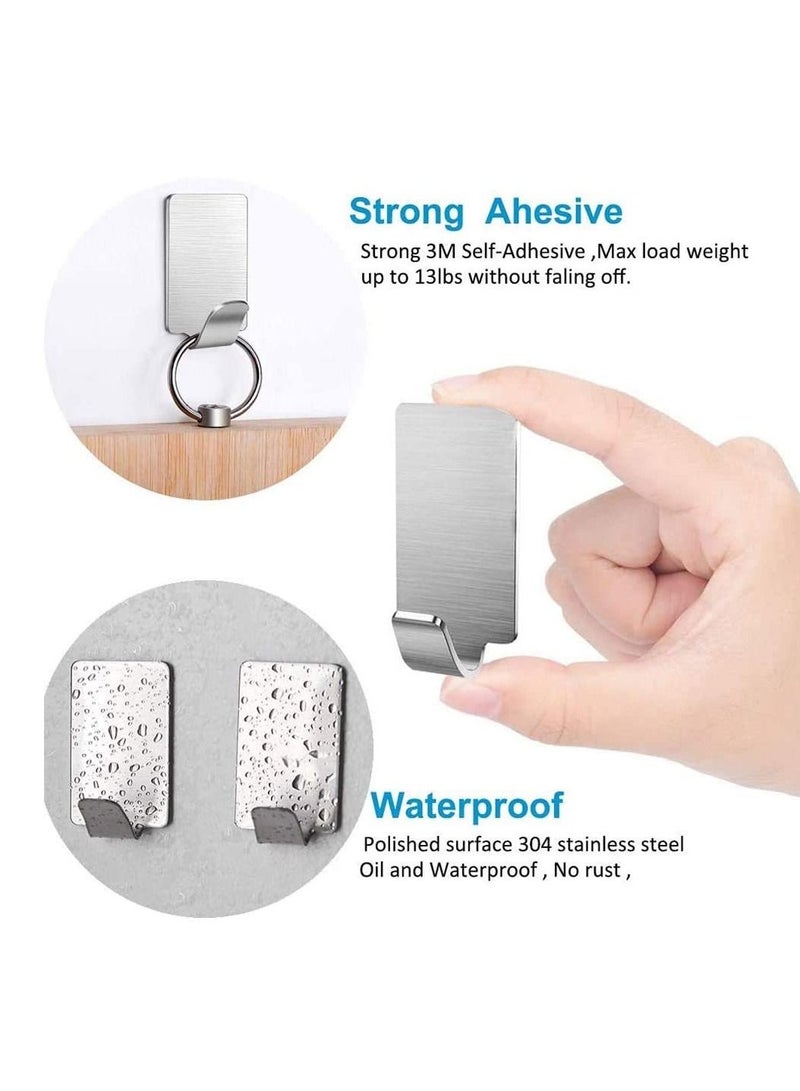 Adhesive Hooks Heavy Duty Wall Hangers Hooks Waterproof Stainless Steel Towel Hanger Holder Stick on Hooks for Hanging Kitchen Bathroom Home-20Packs  - Image 3