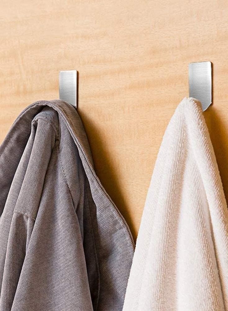 Adhesive Hooks Heavy Duty Wall Hangers Hooks Waterproof Stainless Steel Towel Hanger Holder Stick on Hooks for Hanging Kitchen Bathroom Home-20Packs  - Image 2