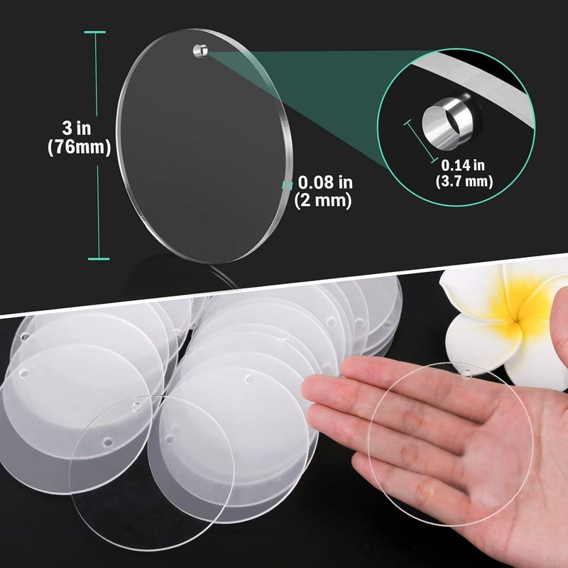 Audab Acrylic Keychain Blanks, 30PCS Bulk Acrylic Circles Clear Disc Ornaments Blanks with Hole for Vinyl, DIY Keychain and Craft Project (3 Inch, 30 Pcs) - Image 5