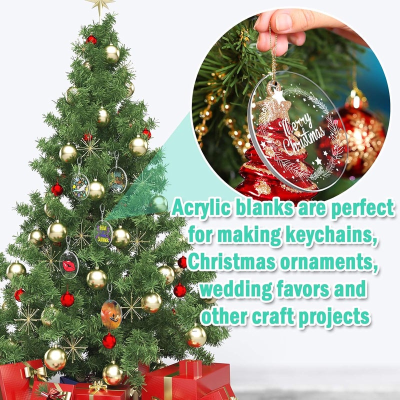 Audab Acrylic Keychain Blanks, 30PCS Bulk Acrylic Circles Clear Disc Ornaments Blanks with Hole for Vinyl, DIY Keychain and Craft Project (3 Inch, 30 Pcs) - Image 3