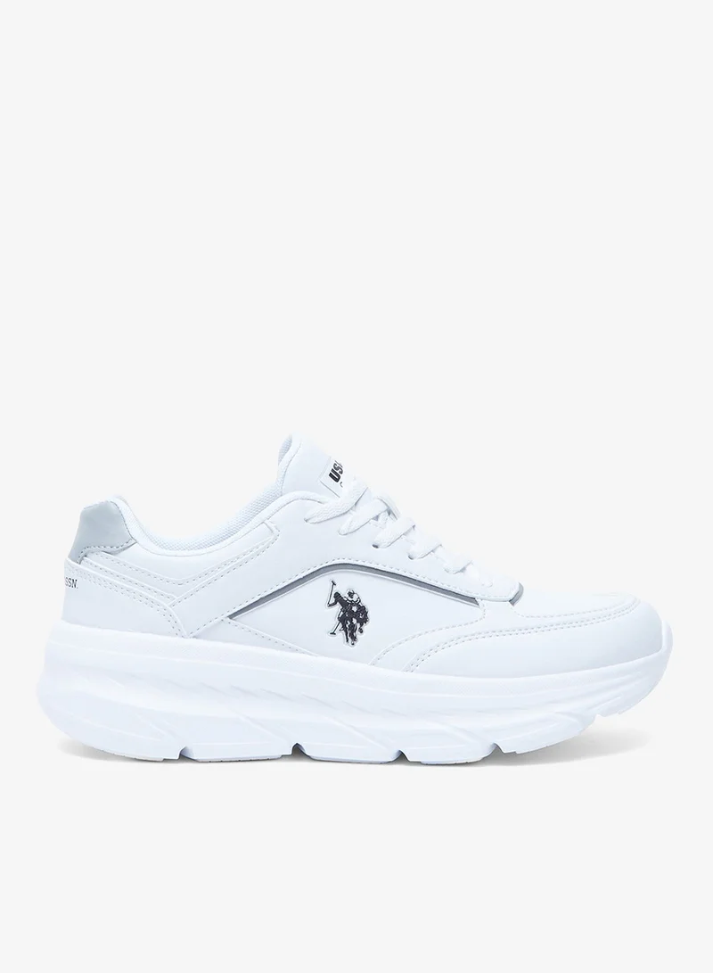 U.S. Polo Assn. White Women's White Low-Top Sneakers - Lightweight Shoes Lace-Up Design, Comfortable for Everyday Outfits for Women | Best Price UAE