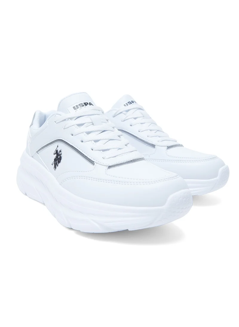 U.S. Polo Assn. White Women's White Low-Top Sneakers - Lightweight Shoes Lace-Up Design, Comfortable for Everyday Outfits for Women | Best Price UAE