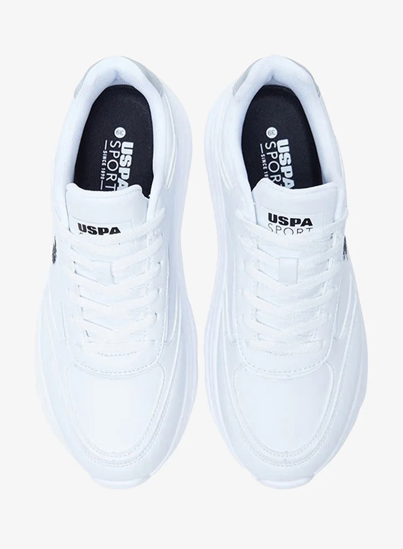 U.S. Polo Assn. White Women's White Low-Top Sneakers - Lightweight Shoes Lace-Up Design, Comfortable for Everyday Outfits for Women | Best Price UAE