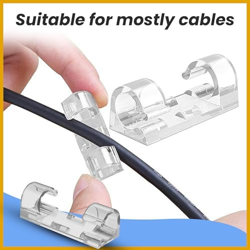 Homeaura 40 Pcs Cable Clips for Wire Management on Wall | Self-Adhesive Wire Organizer Clips for Wall Desk Office Home | Heavy Duty Cable Clips for Laptop Computer | Transparent Wire Clips (9mm) - Image 4