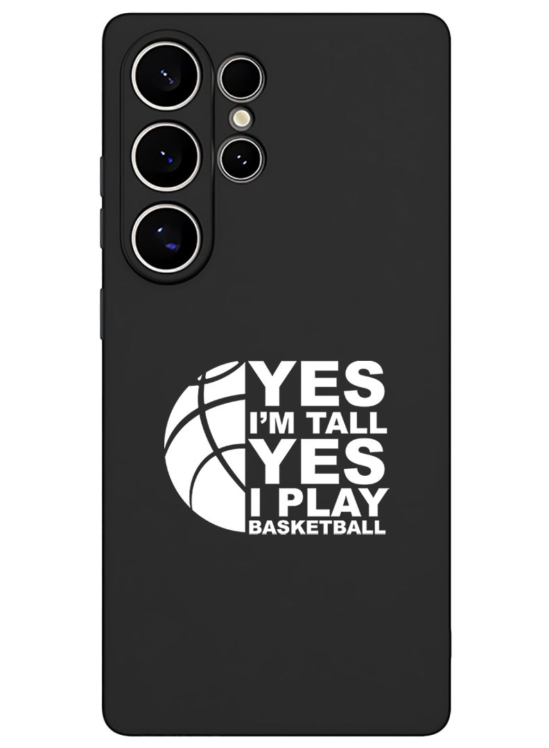 Theodor Protective Slim Fit Case Liquid Silicone Cover with Full Body Protection Anti-Scratch Shockproof Case For Samsung Galaxy S25 Ultra (Black) - Basketball White - Image 1