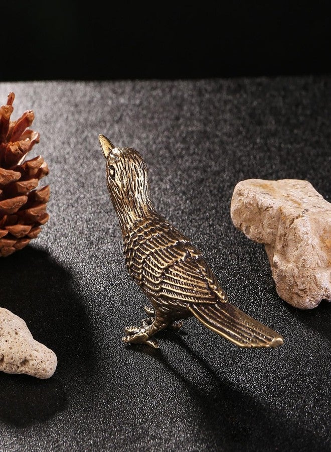 GIB cleaningtool GIB Small Bird Statue for Home Decor, Solid Antique Brass Magpie Bird Figurine, Decorative Birds Ornaments, Gold Decor for Living Room Table, Bedroom, Office Desktop - Image 5