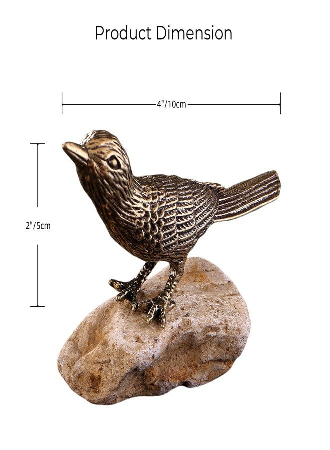 GIB cleaningtool GIB Small Bird Statue for Home Decor, Solid Antique Brass Magpie Bird Figurine, Decorative Birds Ornaments, Gold Decor for Living Room Table, Bedroom, Office Desktop - Image 2