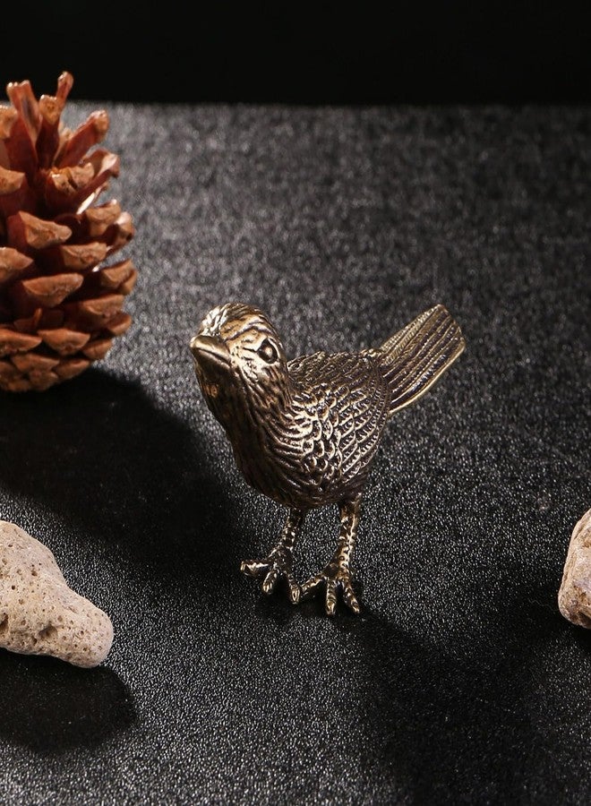 GIB cleaningtool GIB Small Bird Statue for Home Decor, Solid Antique Brass Magpie Bird Figurine, Decorative Birds Ornaments, Gold Decor for Living Room Table, Bedroom, Office Desktop - Image 3