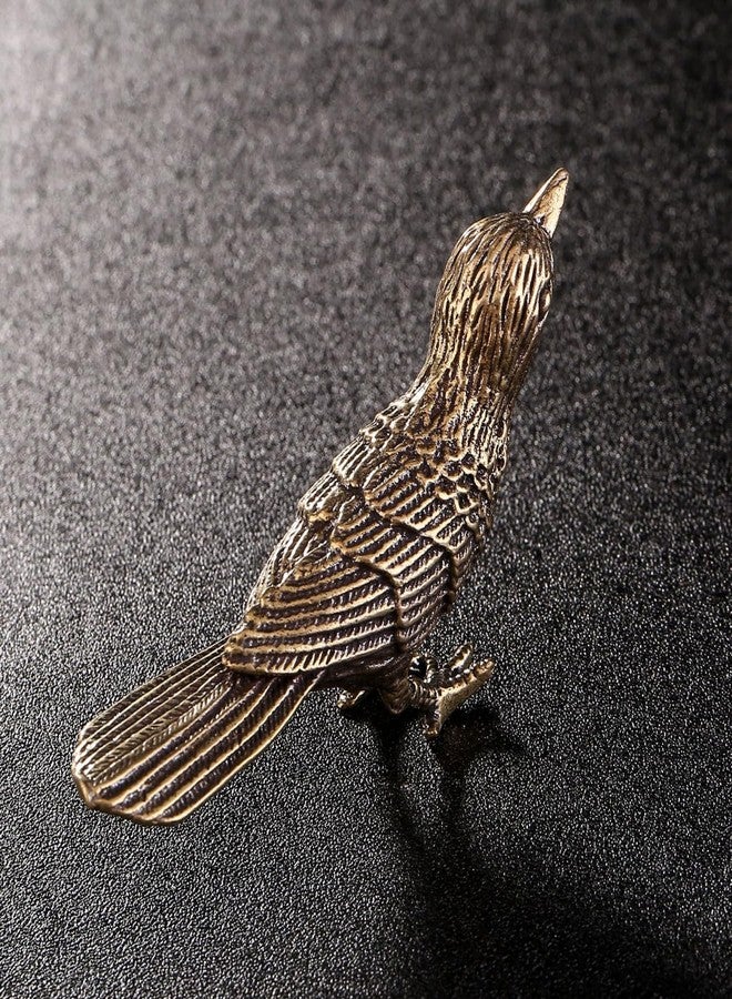 GIB cleaningtool GIB Small Bird Statue for Home Decor, Solid Antique Brass Magpie Bird Figurine, Decorative Birds Ornaments, Gold Decor for Living Room Table, Bedroom, Office Desktop - Image 4
