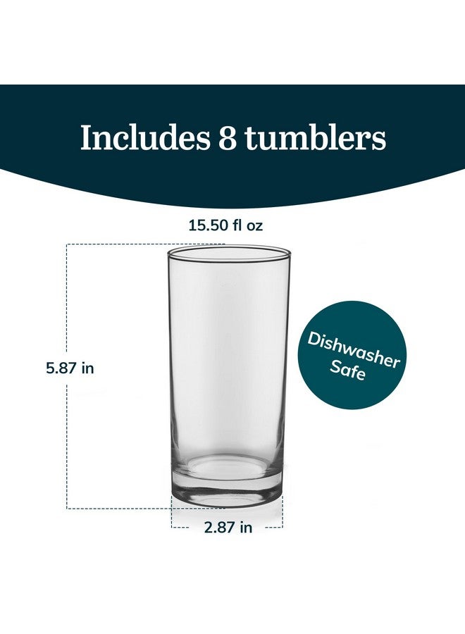 Libbey Tumbler Drinking Glass Sets, Durable Heavy Base Drinking Glasses, Lead-Free Tall Water Glasses Set, Sophisticated Beer Glasses Set of 8 - Image 3