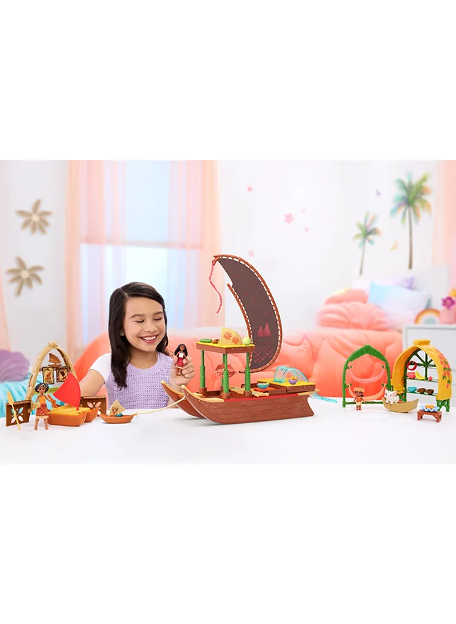 Disney Moana 2 Toys, Moana’s Canoe Crew Playset with 5 Small Dolls in Signature Outfits & 3 Accessories, Inspired by the Movie