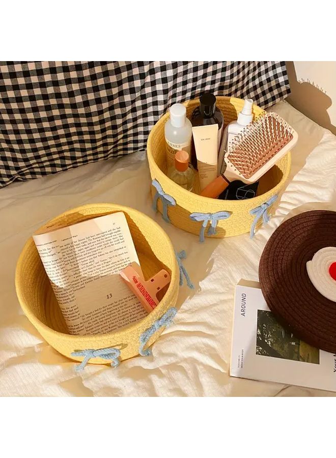 Handwoven Bohemian Storage Basket With Lid Purple Woven Fabric Multi Purpose Organizer For Home Parties Shelf Storage - Image 5