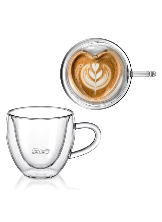 Feller Germany TG300 Double-Wall Glass Mugs Set of 2, 300ml Insulated Borosilicate Coffee Mugs with Handle for Latte & Cappuccino, Keeps Drinks Hot & Cold, Thermal Shock Resistant, BPA-Free - Image 3